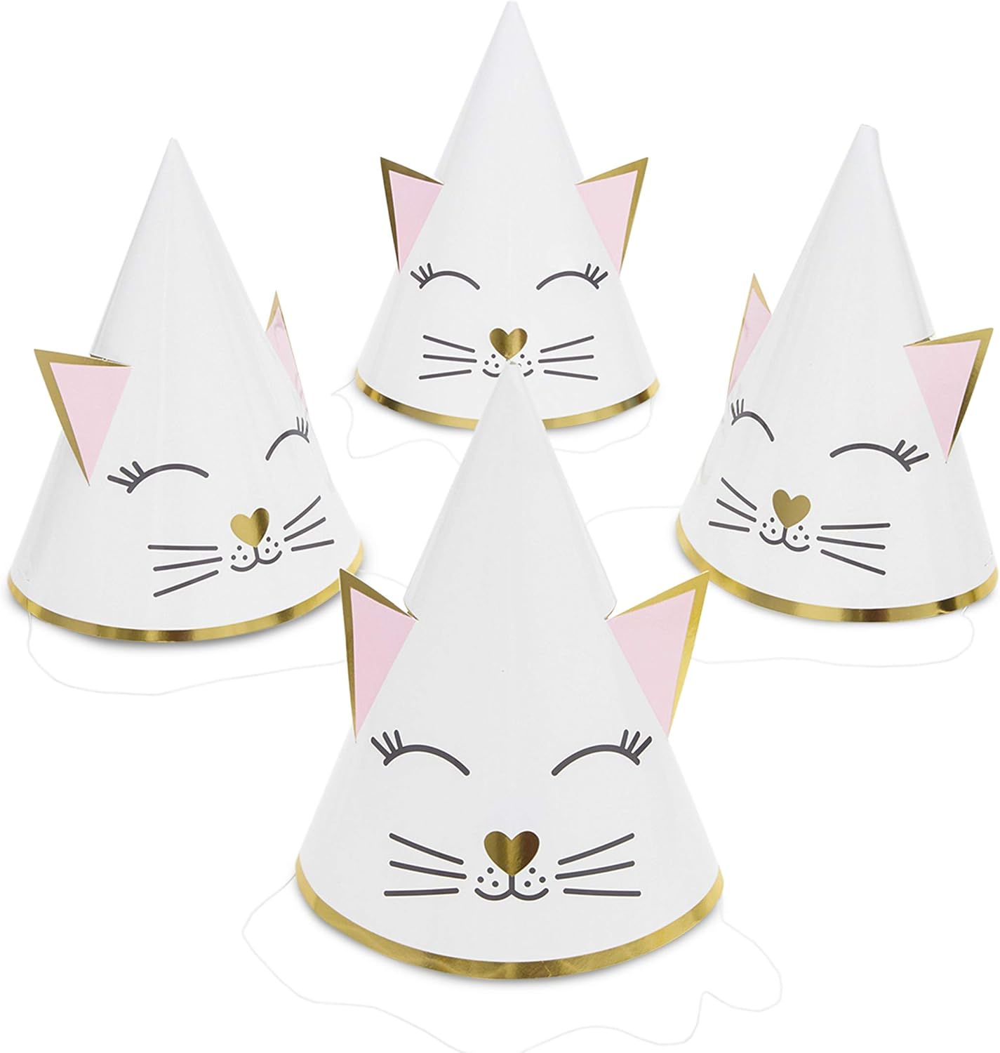 Cat Birthday Party Cone Hats (White, Pink, 24 Pack): Health & Personal Care