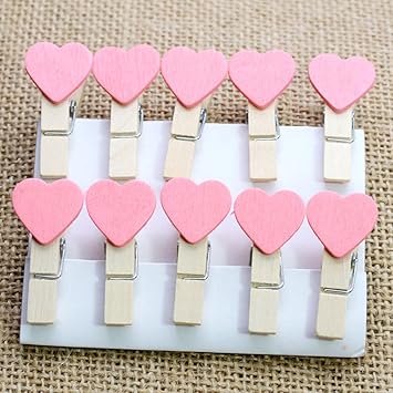 10 Stuck Mini Herzen Holz Klammern Foto Clips Basteln Hochzeit