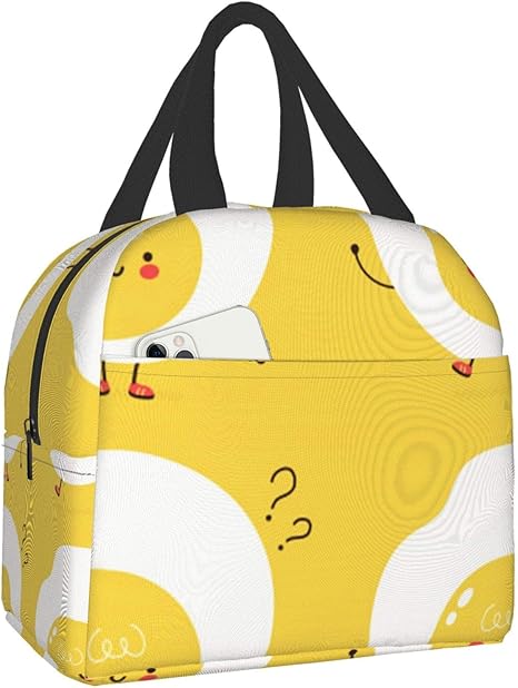 Amazon ランチバッグ かわいい ハッピー 目玉焼き フライドエッグ 手提げバッグ 弁当バッグ ランチトート 買い物バッグ クーラーバッグ プチ バッグ ミニトートバッグ お弁当袋 キャンプ アウトドア 保温 保冷 バッグ 防水 かわいい 軽量 子供 メンズ レディース ランチ