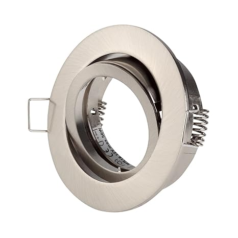MD-DEAL 5er Set Aluminium Alu Decken Einbaurahmen rund in Satin Nickel mit BAJONETTVERSCHLUSS 30° schwenkbar ohne Fassung und