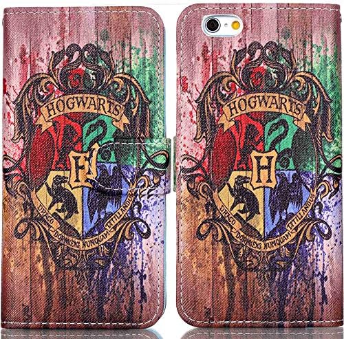 Iphone 7 Wallet Case,Iphone 7 Carrying Case - Watercolor Hogwarts School Badge Pattern PU Leather Wallet Case Stand Cover with Card Cash Slots for Apple iphone 7