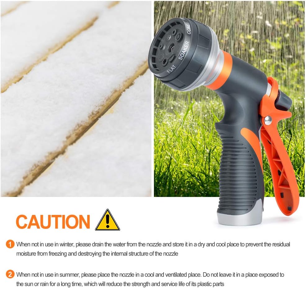 ACCENTER Water Hose Nozzle Water Spray Nozzle Heavy Duty Plastic Garden Hose Nozzle with 8 Patterns of Spray Perfect for Watering Plants Lawns,Washing Cars,Showering Dogs Orange: Home Improvement