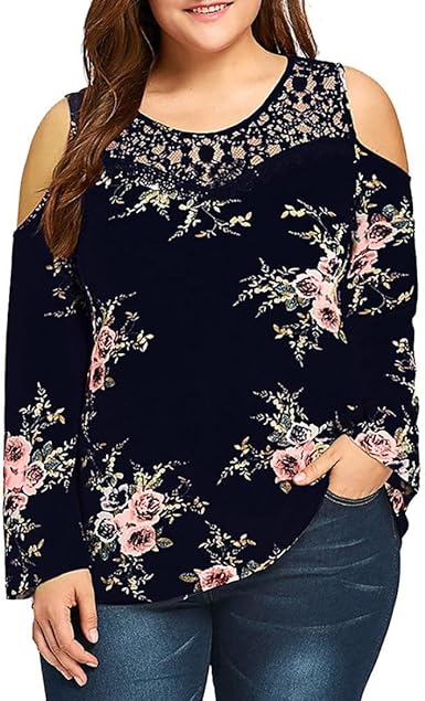 plus size lace cold shoulder top