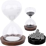 Sand Hourglass Timer Hour Glass– with Magnetic Balls Desk Toy Sculpture – 30 min and 5 Minute Sand Clock for Office…