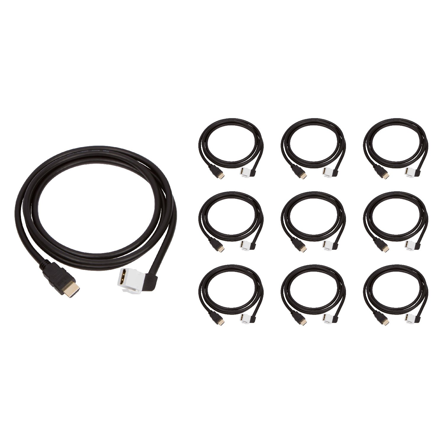 Buyer's Point HDMI Keystone Cable, 6ft (1.8m) 28 AWG, with Ethernet Female-Male (10, 90 Degree)
