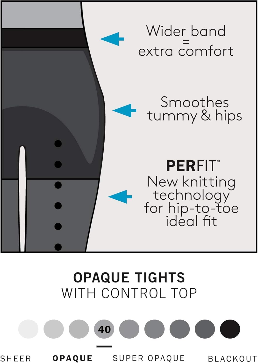 HUE Women's Opaque Control Top Tight at  Women’s Clothing store: Tights For Women Control Top
