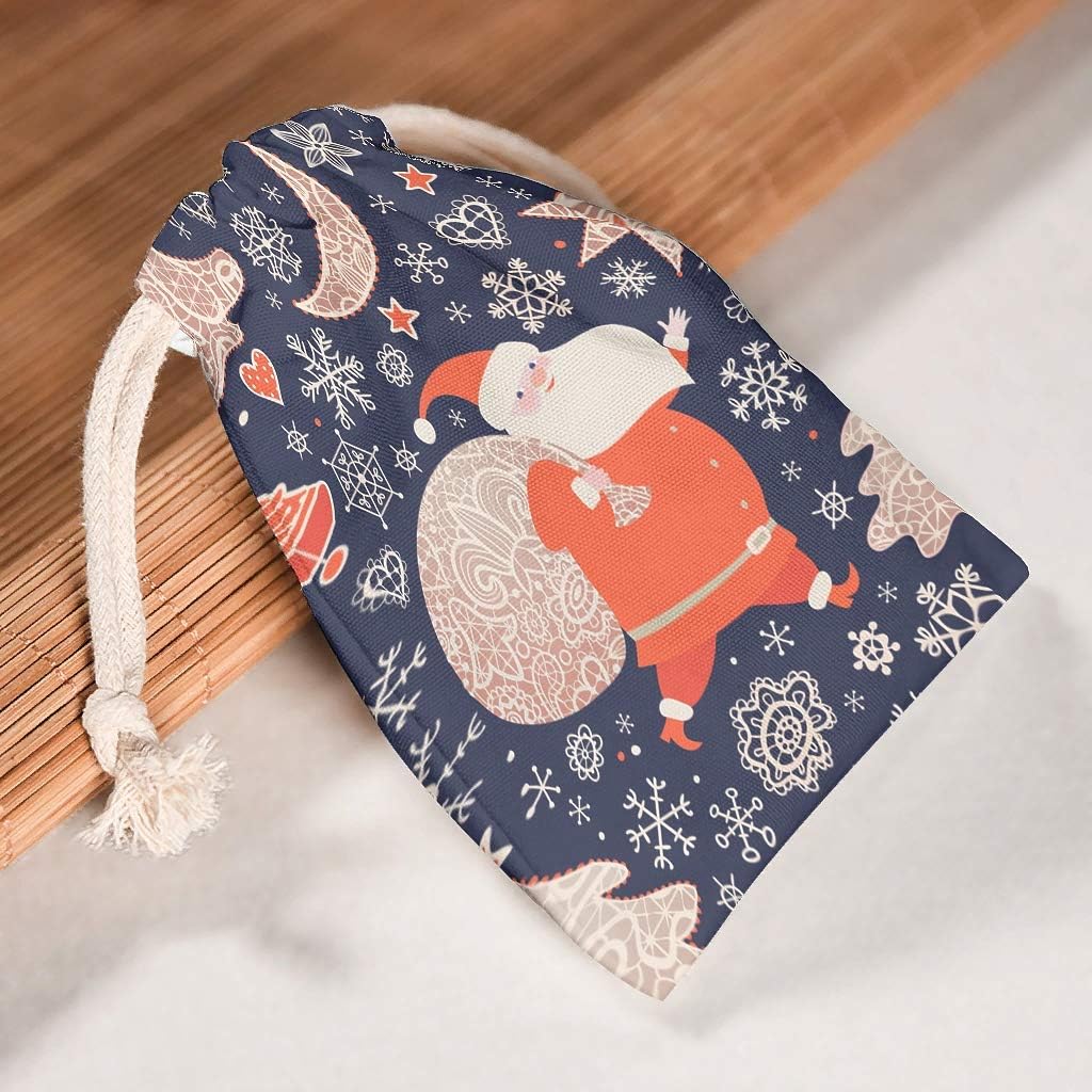 Funming 6 Pack Christmas Flower Organizing Drawstrings Bag Reusable Sachet Bag suit for New Year Anniversary Presents Wrap Bag - Patterned Print white 1218cm