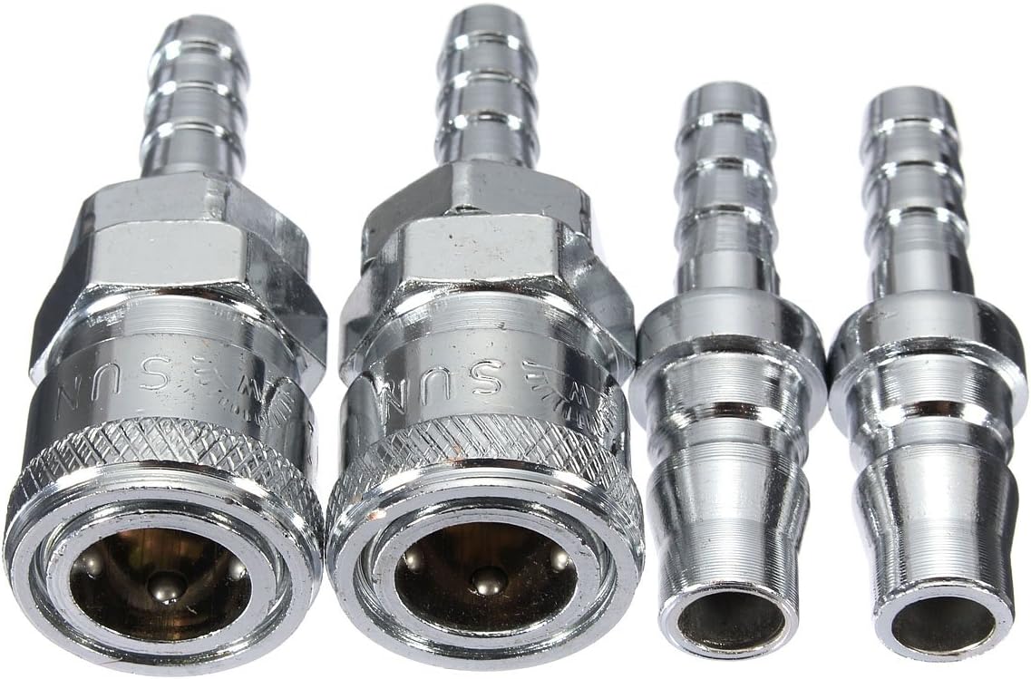 GOZAR Male Female 8mm Pneumatic Lines Metal Nozzle Quick Release Connector SH20+PH20, Silver, 8 mm
