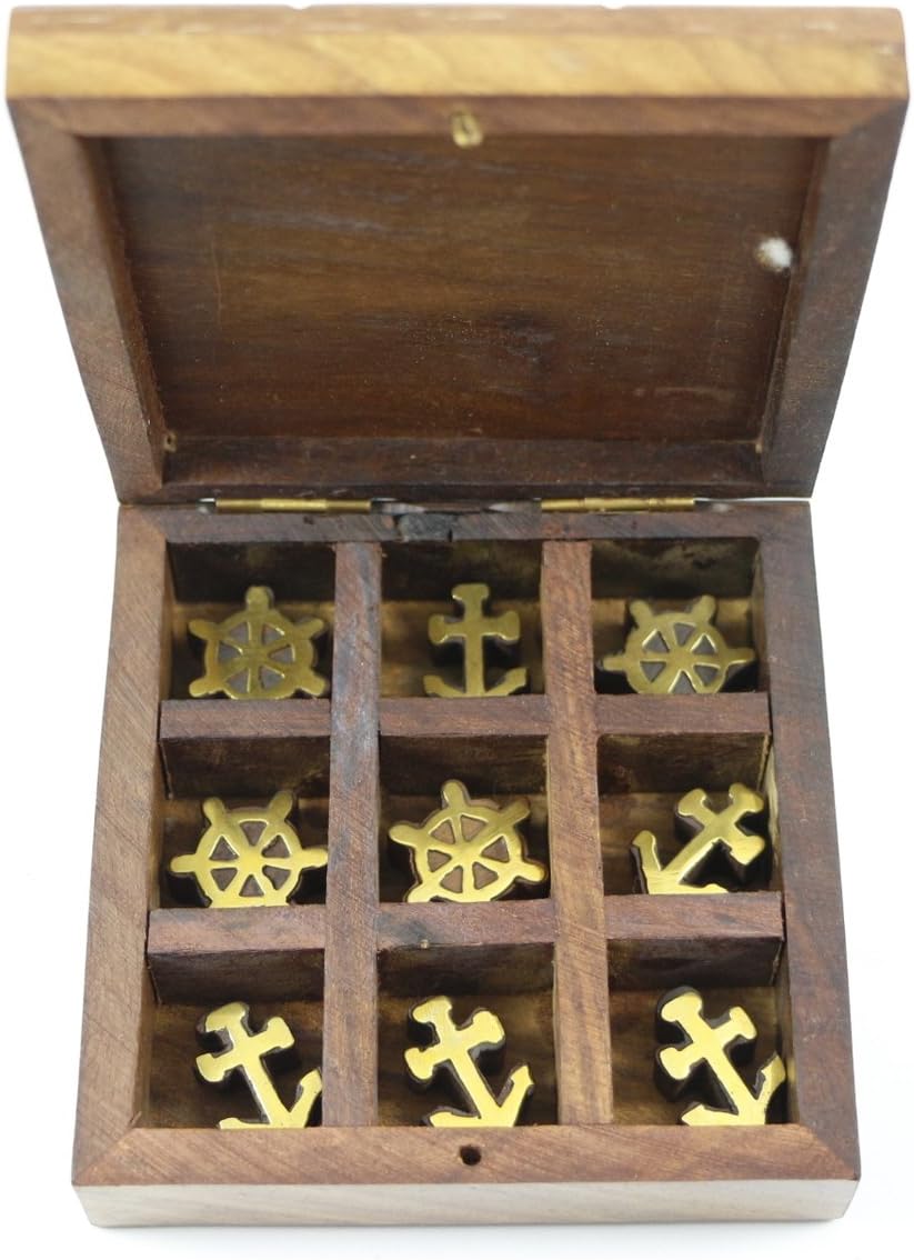 Bitacora Tres en Raya Juego de Mesa Madera Caja náutica Barco Marinero: Amazon.es: Hogar