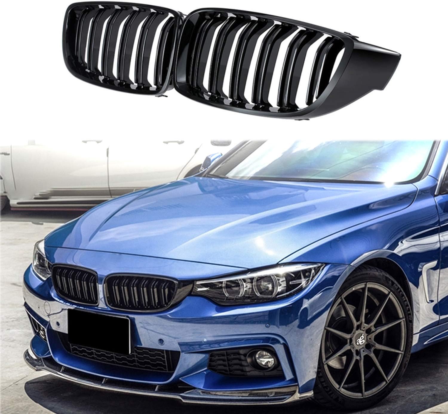 Front Kidney Grille Grill for 2013-2018 BMW 4 series F32 F33 F36 F82 F83 F80 (GLOSS BLACK)