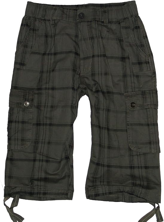 m.g.fashion Herren Dreiviertel Karo Cargo Bermuda Hose, olivgrün (307grün), Gr.S Amazon.de