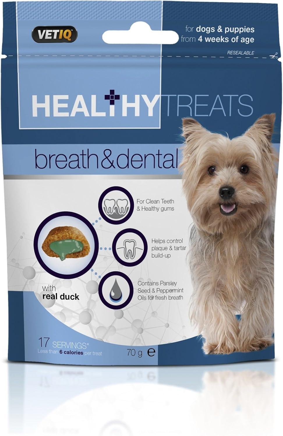 Mark &amp; Chappell VetIQ Gesunde Leckerli für Atem &amp; Zähne für Hunde und