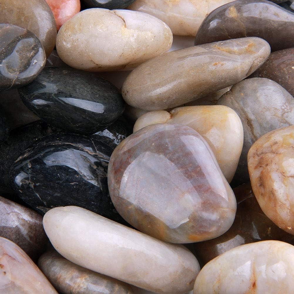 5 Pounds River Rocks, Pebbles, 1-2 Inches Garden Outdoor Decorative Stones, Natural Polished Mixed Color Stones: Home & Kitchen