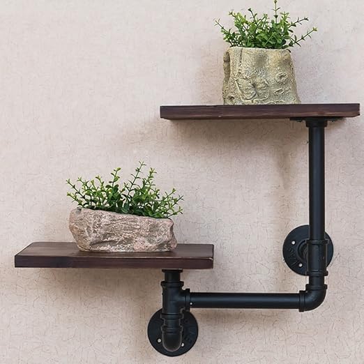 Intashj Deko Wandregal Wanddekoration Loft Eisen Bucherregal Wand Regal Einbauschrank Standfuss Badezimmer Massivholz Regale Kuchenhalter Iron Pipe Plank Amazon De Kuche Haushalt
