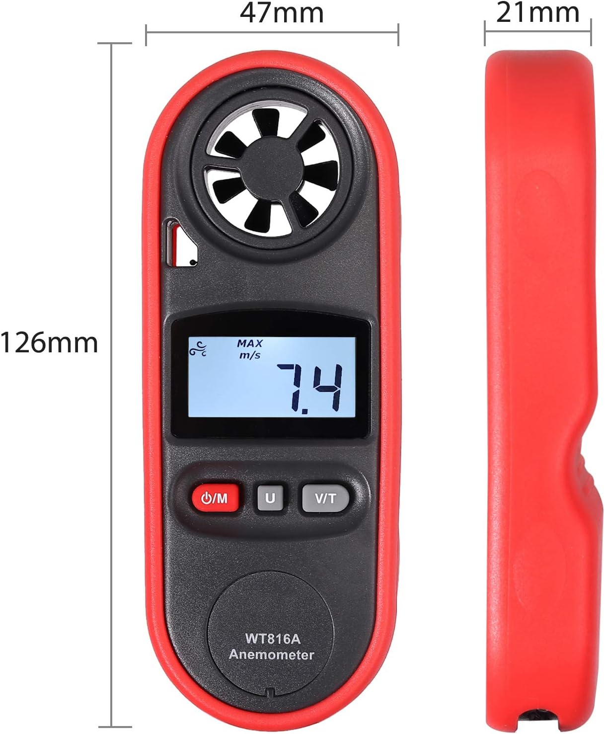 Proster Anemometer 3 Modes 6 Units Digital Wind Speed Meter with
