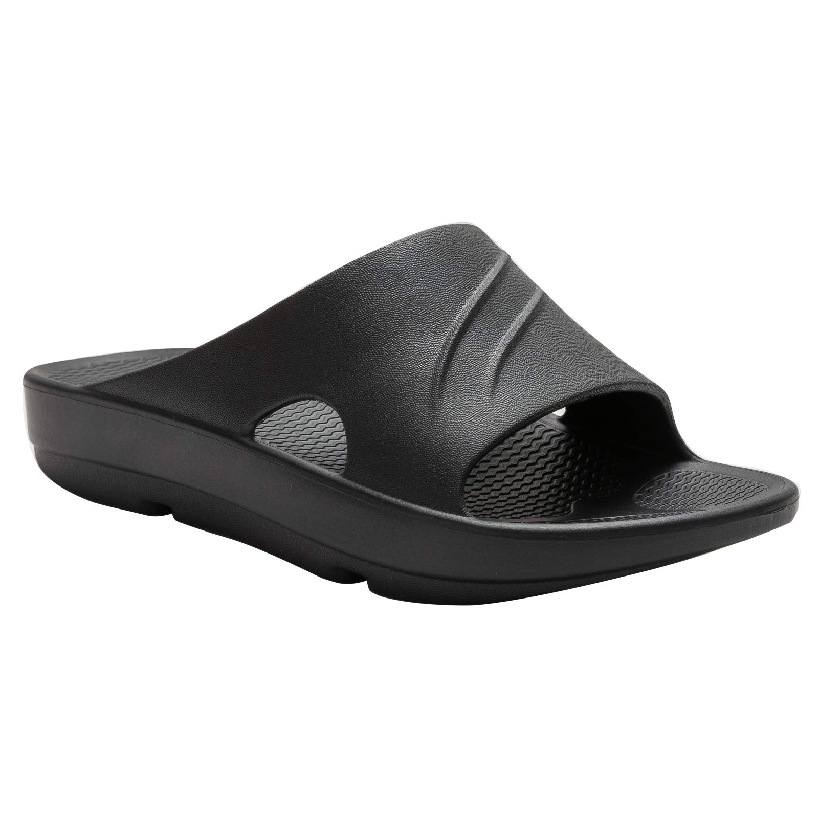 KOCOTA Recovery Sandals Lightweight Sport Slide with Arch Support and Thick Cushioning Indoor Outdoor Sport Sliders Black 12-13 Women/10-11 Men