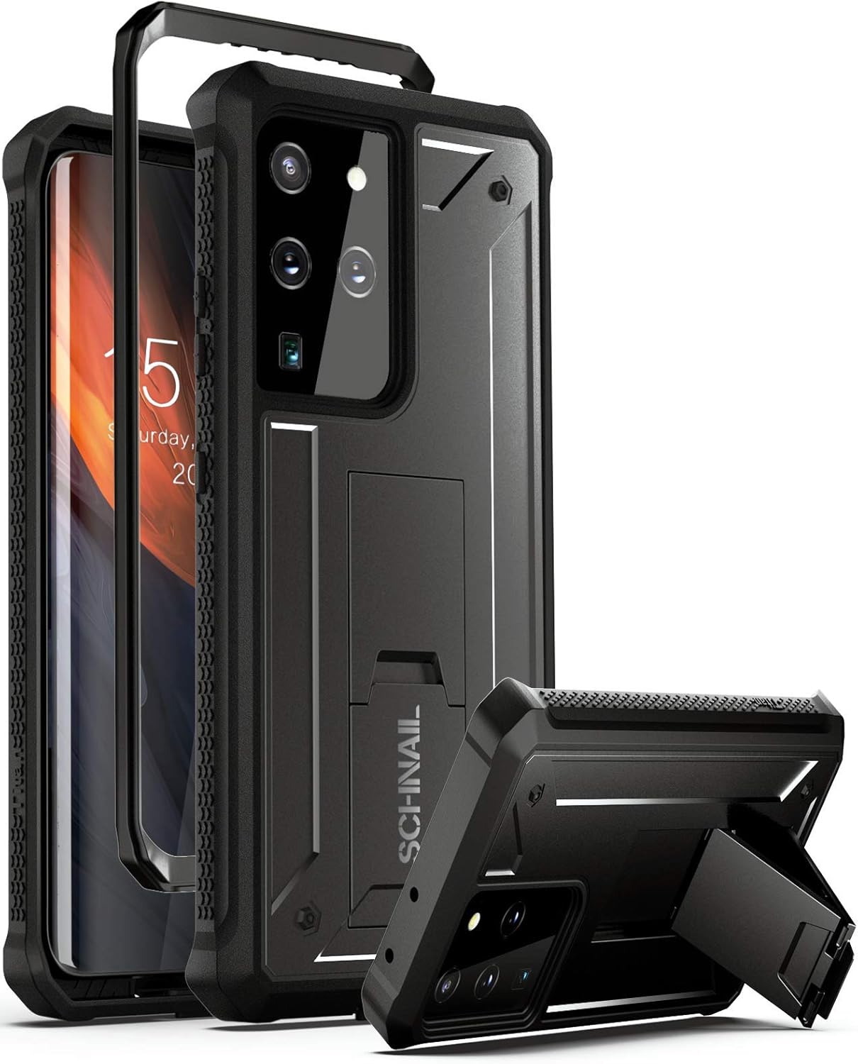 Amazon Com Schnail Titan Compatible With Samsung Galaxy S21 Ultra Case 21 Released Screenless Version Military Grade Drop Tested Full Body Rugged Protective Cover With Kickstand Black