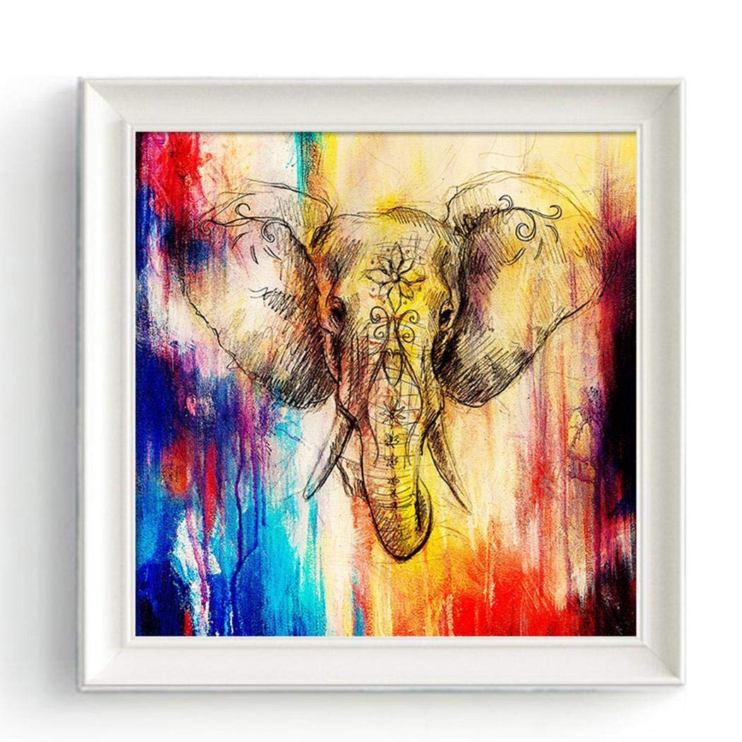 Oguine Art Abstract Elephant Flower Large Canvas Frameless Wall Art Animal Oil Painting on Canvas Print Wall Art Picture Home Wall Decor for Livingroom Bedroom Office