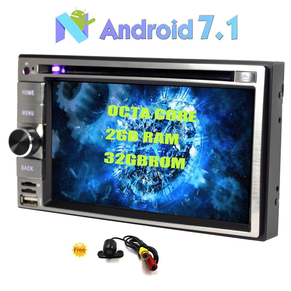 日本全国送料無料 カーステレオ6 2 タッチスクリーンのandroid 7 1オクタコア2ギガバイトのram 32ギガバイトromカーオーディオdvdプレーヤーダブルディンダッシュでbluetoothカーgpsナビサポートラジオrds Swc Dab Obd2 Sd用usb 電話リンク Cam で 無料