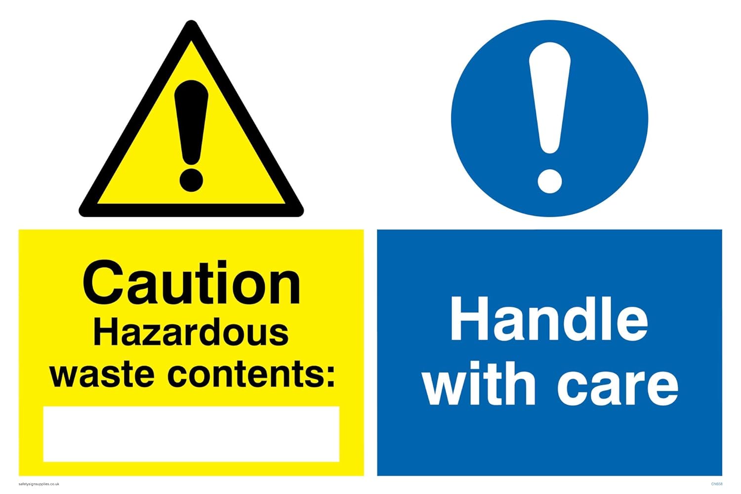 Viking Signs Cn658 l V Caution Hazardous Waste Contents Handle With Care Sign Vinyl Sticker 600 Mm H X 400 Mm W Amazon Co Uk Business Industry Science