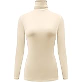 Kindcall Casual Turtleneck Tops Lightweight Long Sleeve Soft Thermal Shirts for Women
