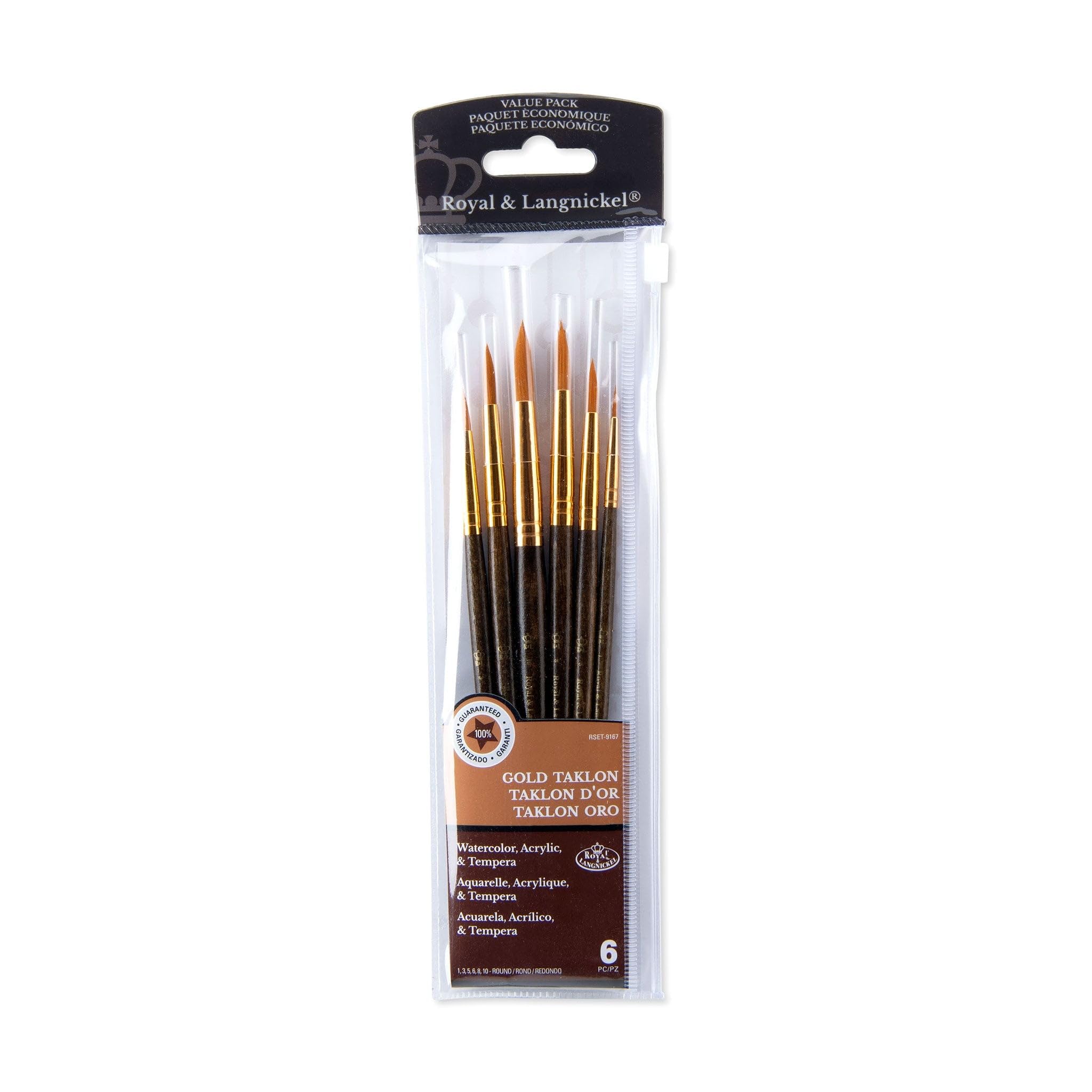 Royal and Langnickel Round Taklon Variety Brush Set - Gold (Pack of 6)