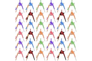ZUAZAOR 36 Packs Math Geometry Compass Bulk 6 Inch Colorful Basic Precision Tool for Student Plastic Scale Alarm Drawing Compass with Pencils for Drafing Office Home School Supplies (36)