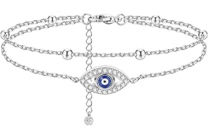 FIBO STEEL Stainless Steel Ankle Bracelet for Women Teens Cute Butterfly Sequin Infinity Cross Heart Evil Eye Pendant Layered Anklets Adjustable Foot Jewelry