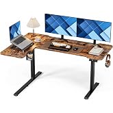 Acrolix L Shaped Electric Standing Desk,59x40 Reversible,Rustic Brown | 176 lbs Capacity,28.3-46.4" Height,3 Memory Presets,Quiet <45dB Motor,Cup Holder&amp;Hook,Home Office Gaming Corner Desk