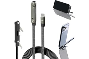 Invisible Holder Charger Cable with Stand, 240w Fast Charging Stand Data Cable with Bendphone Accessories, 5 FT/150cm, Flat U