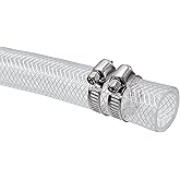 1/2" ID x 3/4" OD - 10 Ft High Pressure Braided Clear PVC Vinyl Tubing Flexible Tube, Heavy Duty Reinforced Hose Tubing