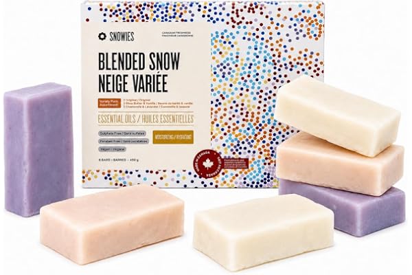 Snowies Bar Soap | Pack of 6 | Made in Canada | Mix Pack | 97% Natural, Essential Oils, Moisturizing, Glycerin, Vegan | For M