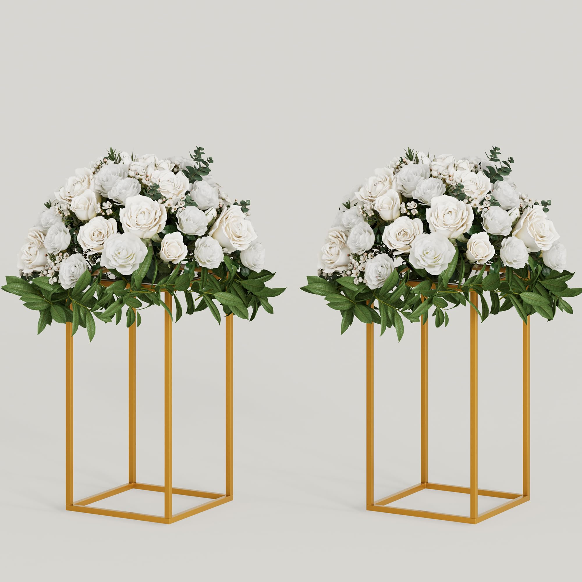 TEKXYZ 2 Pcs 40 CM Tall Metal Flower Stand, Gold Centerpieces For Wedding, Event Party Props, Patio Decor
