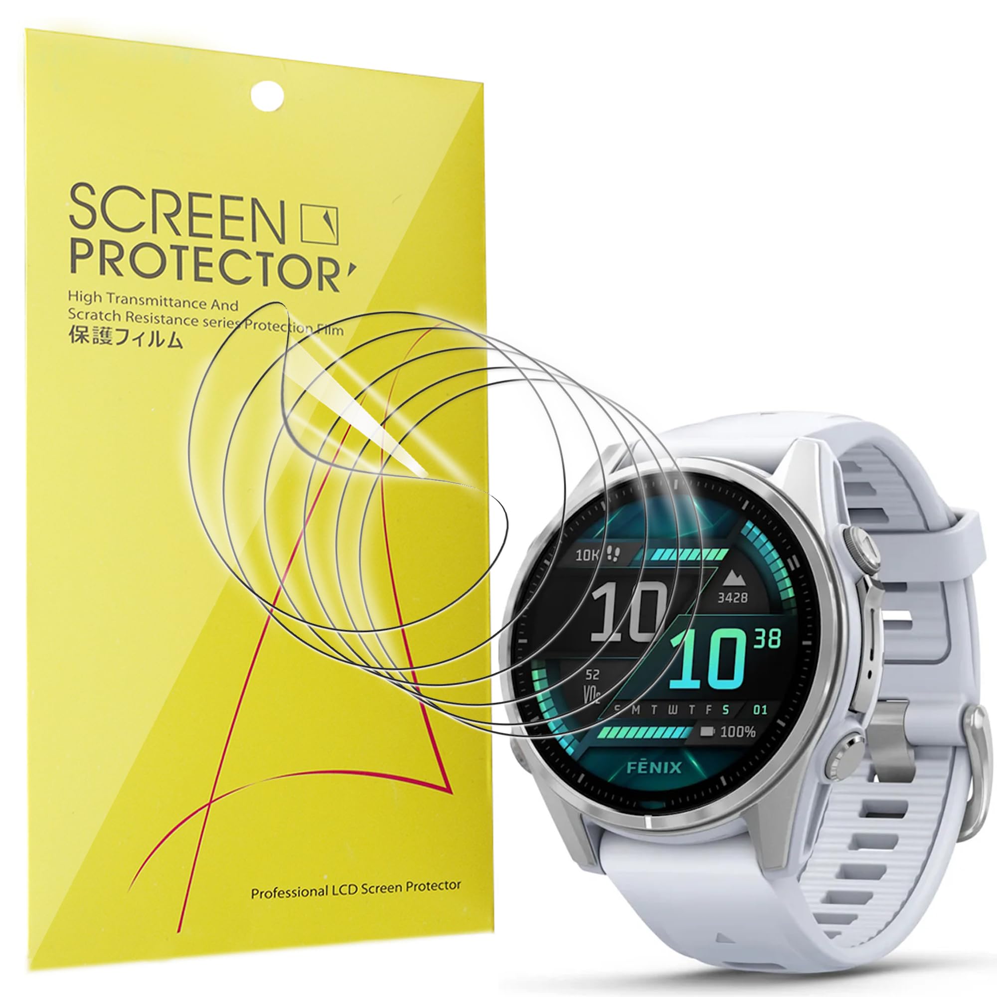 Blueshaweu Compatible for Garmin Fenix 8 43mm Screen Protector, [6 Pack] Full Coverage TPU Clear Film Compatible for Garmin Fenix 8 43mm, fēnix 8 43mm AMOLED Smartwatch (6 PACK)