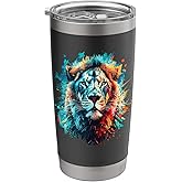 Lion Animal Print Art Animal Lovers Colourful Lion Stainless Steel Insulated Tumbler