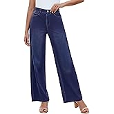 GRAPENT Wide Leg Jeans for Women High Waisted Trendy Pull On Elastic Waist Soft Stretchy Denim Pants Sweatpant Jeans