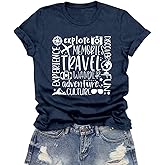 LuxLass Travel Shirts for Women Adventure T-Shirt Traveling Themed Tee Tops