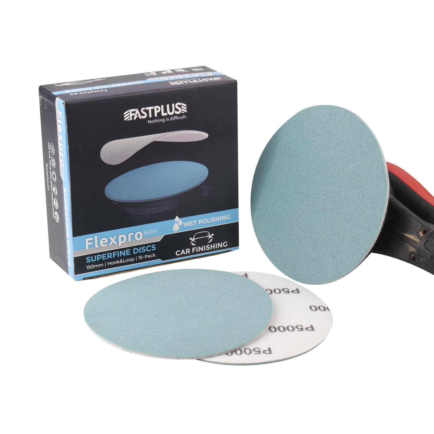 150mm Sanding Discs P5000 Fine Finishing Foam Discs, 15PCS Hook and Loop Foam Backing Abrasive Disc 6 Inch Round Sanding Discs for Random Orbital Sander