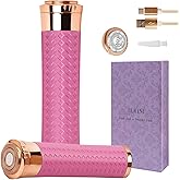 Lurini Facial Hair Remover for Women, Painless Rechargeable Hair Removal Device, Comes with 2 Replacement Heads, Portable Electric Shaver/Razors for Face, Chin, Upper Lip, arms and Peach Fuzz (Pink)