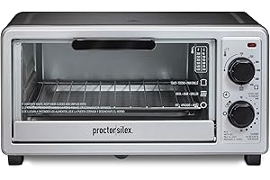 Proctor Silex 4 Slice Countertop Toaster Oven, Multi-Function with Bake, Toast and Broiler, 1100 Watts, 30 min timer and auto
