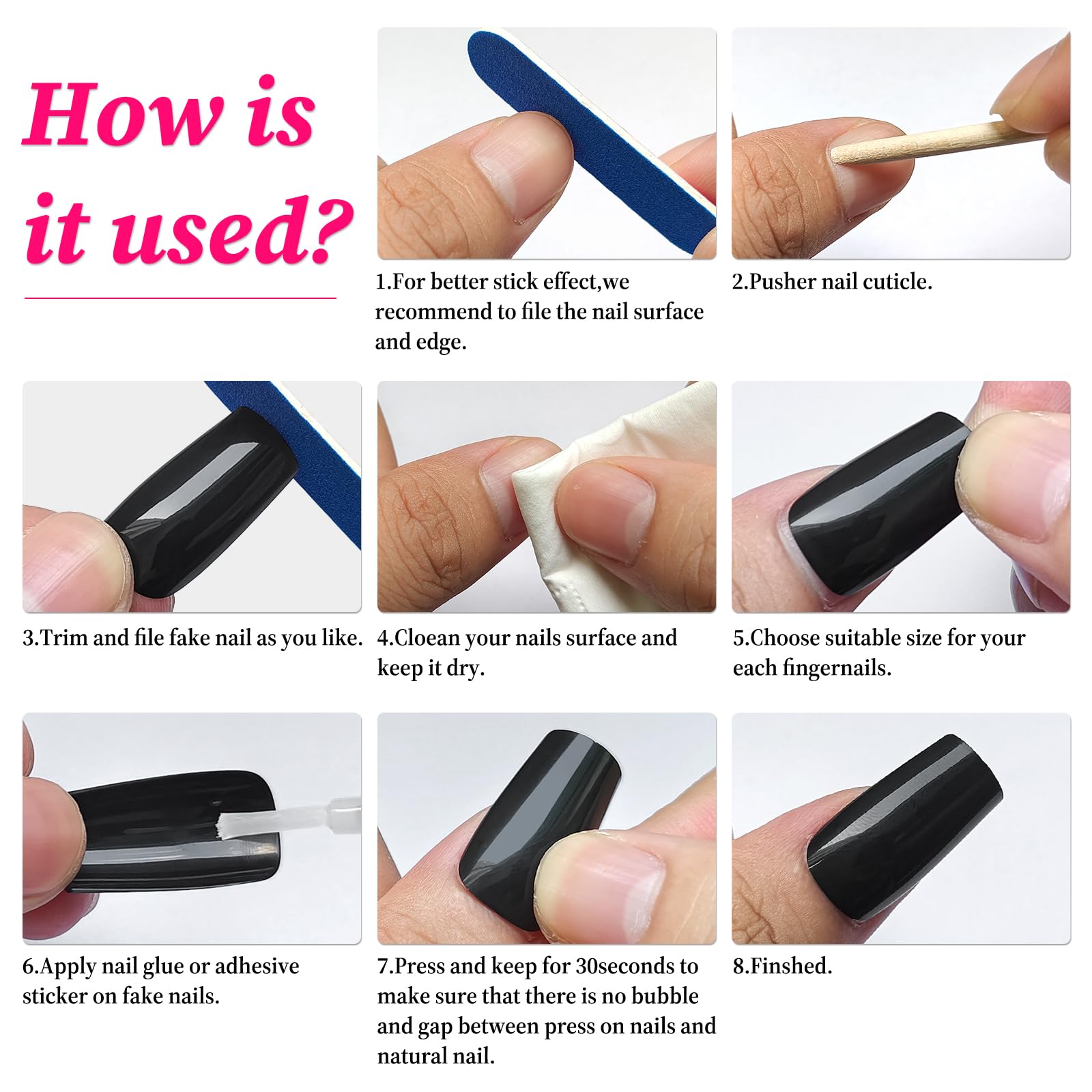 Lifextol 120pc Square Press on Nails Medium Long Ballerina Fake Nail Full Cover Artificia Acrylic False Nail Art Square Fingernails for Beginner Women and Girls Manicure(White） - Image 6