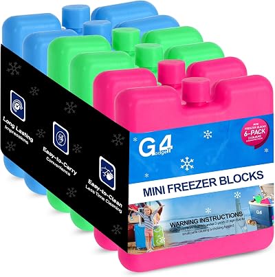 G4GADGET 8cm Freezer Blocks Pack of 6 Reusable Ice Packs for Lunch Boxes