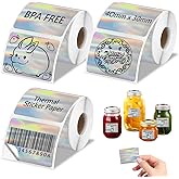 HUIJUTCHEN 3 Rolls Holographic Thermal Labels 40 * 30mm Square Sliver Custom Sticker for Phomemo M110/M220/M120/M221/241BT Label Maker Printer Waterproof Label Paper for Name,Logo,Barcode,Price