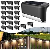 BKBB PPBB Solar Deck Lights Outdoor, 20 Pcs Solar Step Lights, Waterproof LED Solar Lights for Outdoor Stairs, Step, Fence, Yard, Patio, Railing, Garden and Pathway