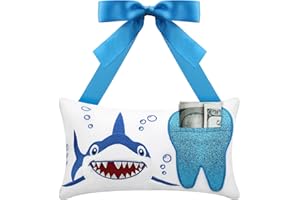 Malihome Tooth Fairy Pillow with Pocket for Girls and Boys Kids Tooth Pillow Toothfairy Gifts Tooth Keepsake Pouch 8.6 x 4.8 inches (for Boys)