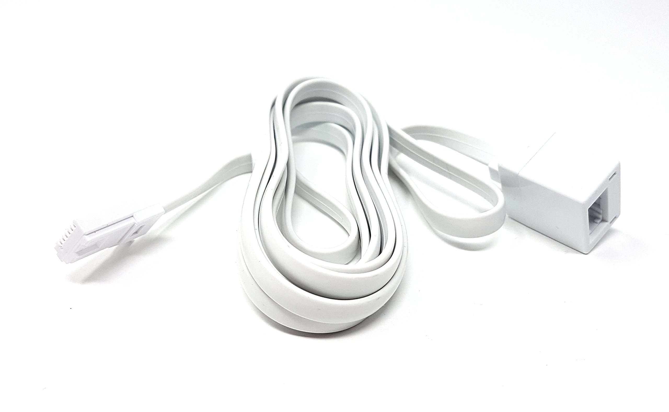 Maincore 2m long White BT Telephone Extension Cable Lead For Office & Home 6 Wire (631a) BT Male to BT Female (Available in 2m, 3m, 5m, 10m, 15m, 20m) (2m)