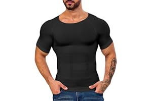 Gleefeat Mens Compression Shirt Body Shaper Slimming Undershirt Gynecomastia Abdomen Tummy Control Shapewear Tank Top Vest