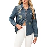 EZAPINE Women Button Down Denim Shirt Chambray Shirt Women Casual Long Sleeve Blouse Top