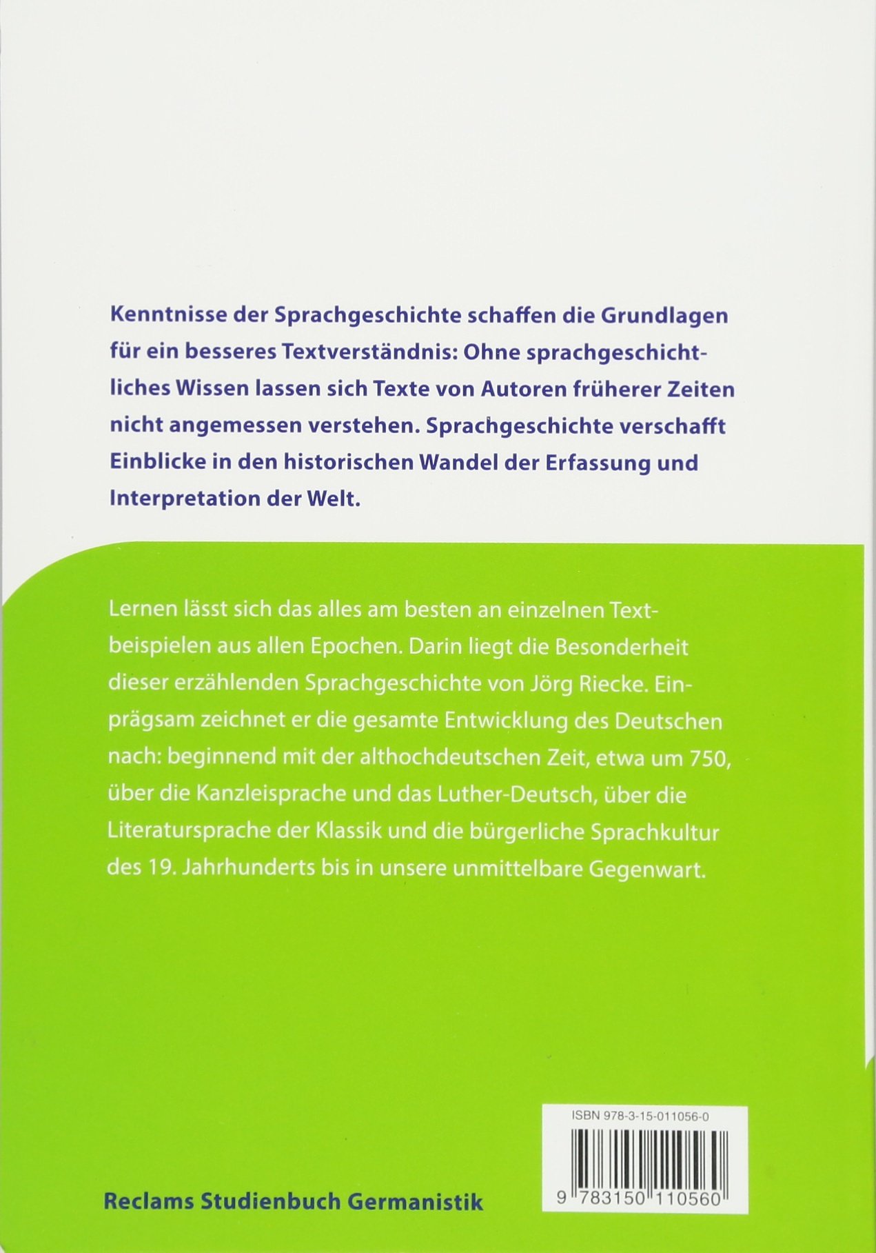 Geschichte Der Deutschen Sprache Eine Einfuhrung Reclams Studienbuch Riecke Jorg Amazon De Bucher