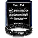 Alissl Gift for Men's Bracelet Lava Rock Essential Oil Diffuser Leather Christian Inspirational Bracelet Gifts for Men Dad From Daughter Birthday Christmas Valentine Gifts